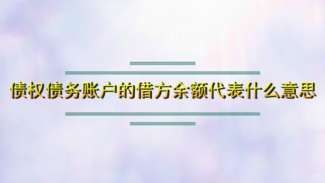 债权债务账户的借方余额代表什么意思