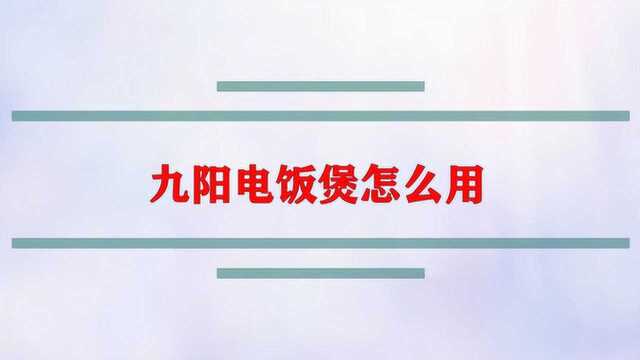 九阳电饭煲怎么用