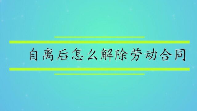 自离后怎么解除劳动合同