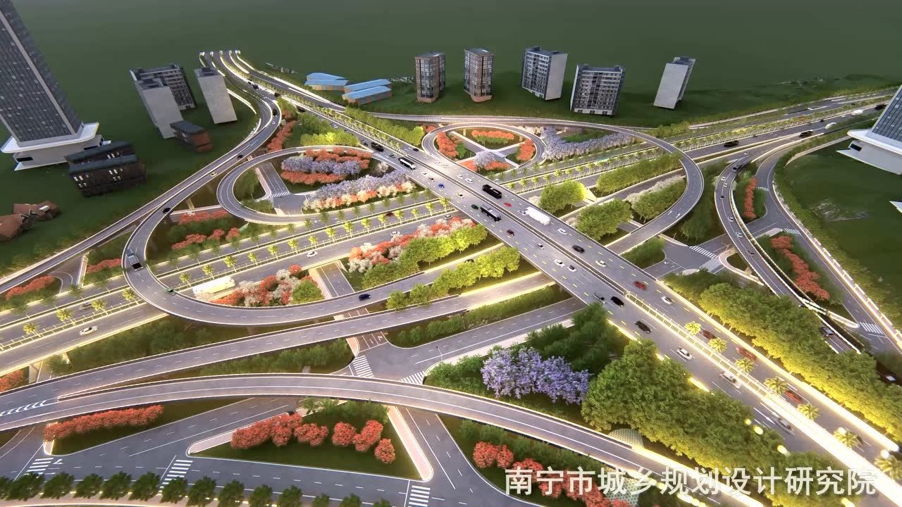 南宁市快环综合整治项目(邕宾立交)建成后夜景_腾讯视频