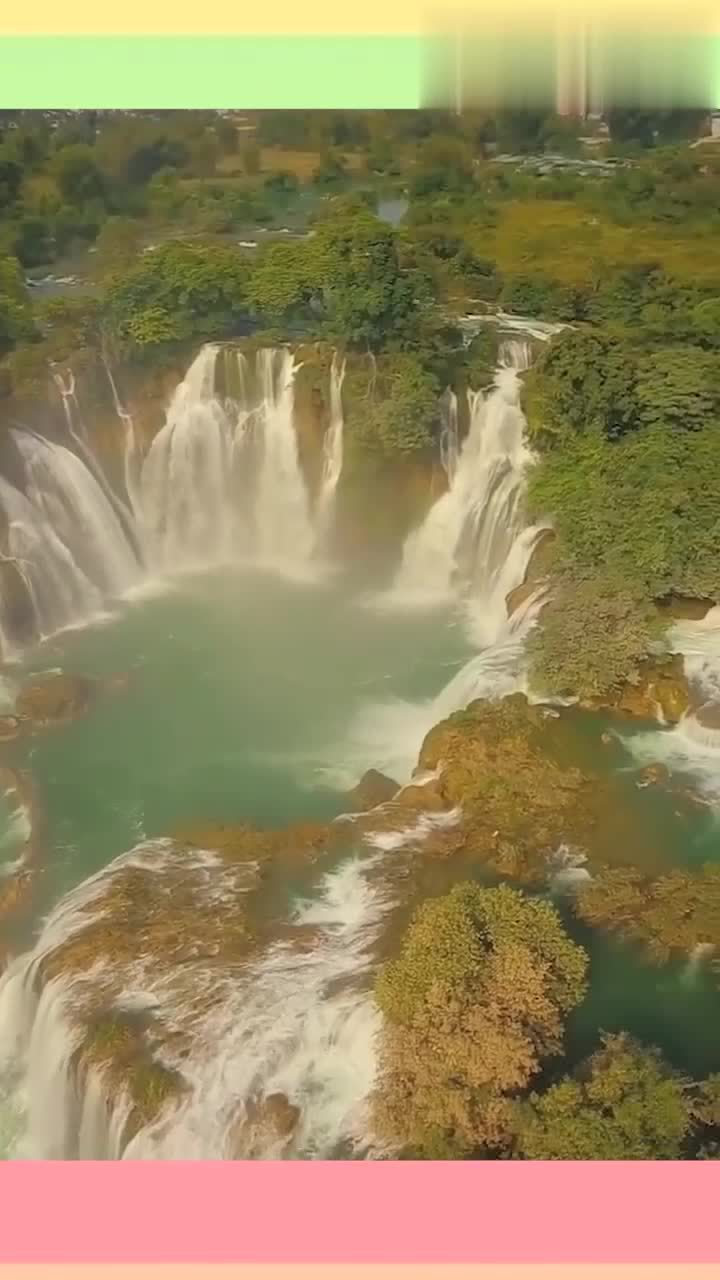 航拍广西德天瀑布,花千骨的取景地之一,美得让人心醉!