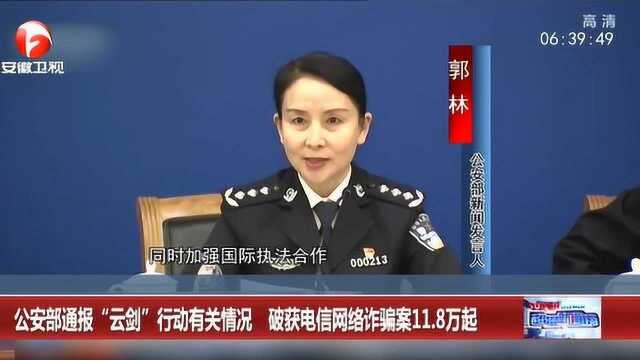 公安部通报“云剑”行动以来 破获电信网络诈骗案11.8万起