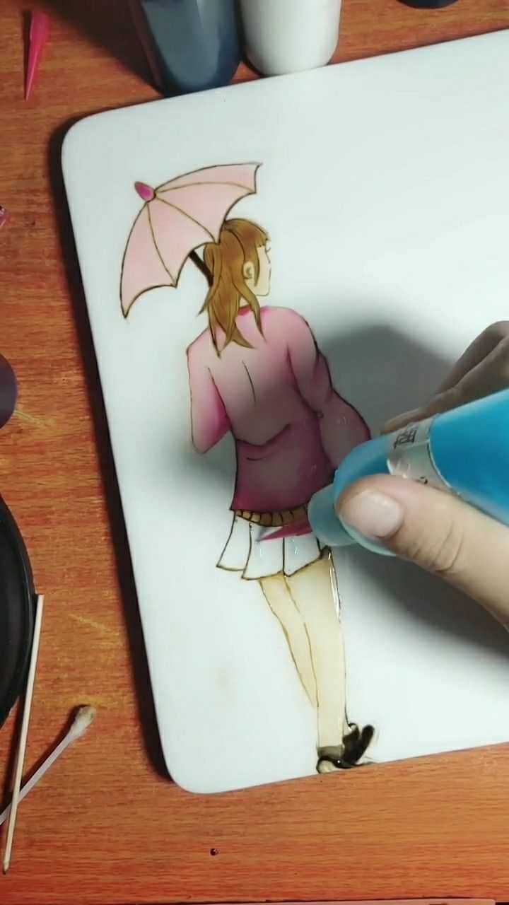 用果酱画一个美女的背影,清纯可爱,楚楚动人