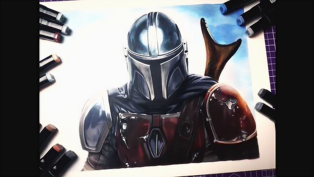 sheen原创马克笔手绘曼达洛人themandalorian星球大战2019