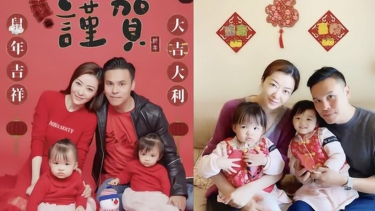 郭可颂晒全家福 双胞胎女儿颜值差距大