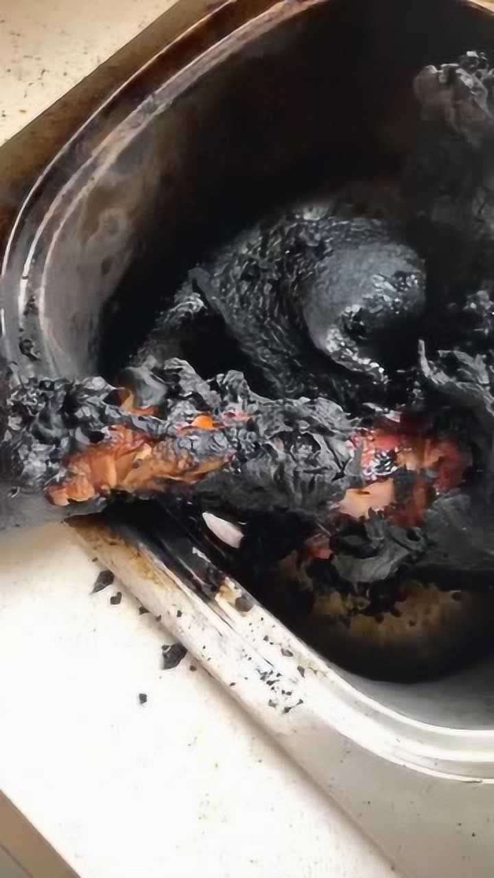 本想展示下厨艺,结果腊猪蹄糊了,又要挨熊了!