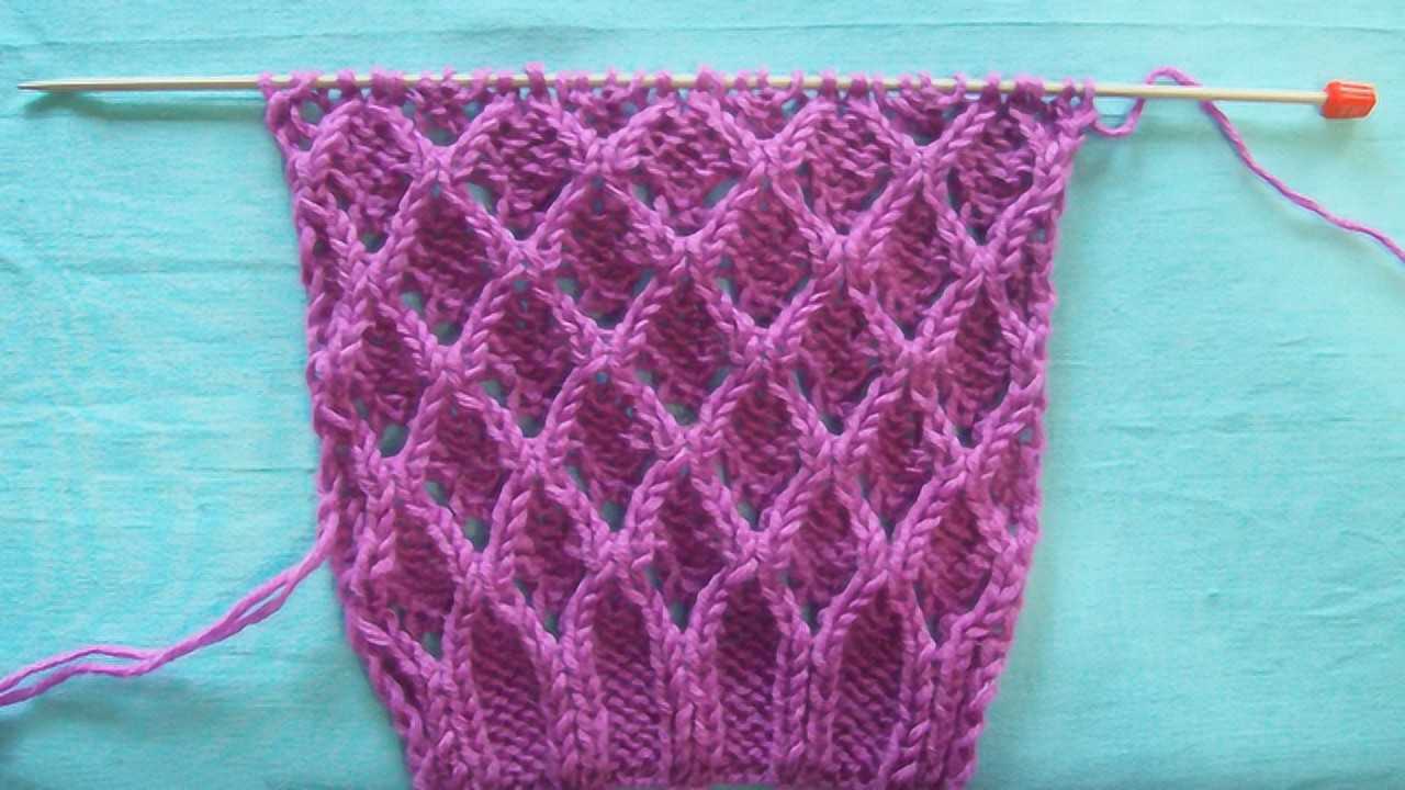 学不够的棒针花样一款镂空浮雕菱形花编织教程传统的毛衣花样