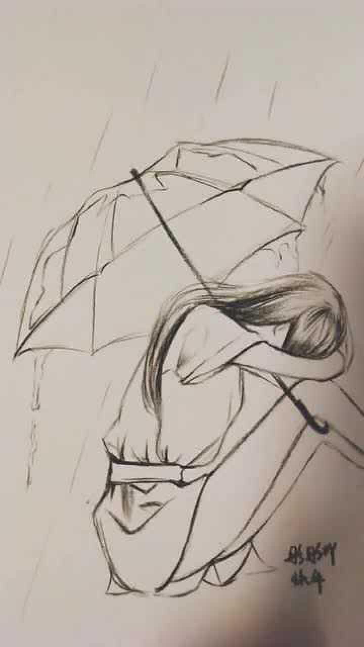看大神教你画打伞的小女孩,雨中的女孩楚楚可怜,网友:令人心疼