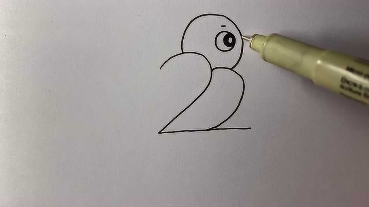 手绘:用两个2画一只胖胖的小鸟,简单几步就学会