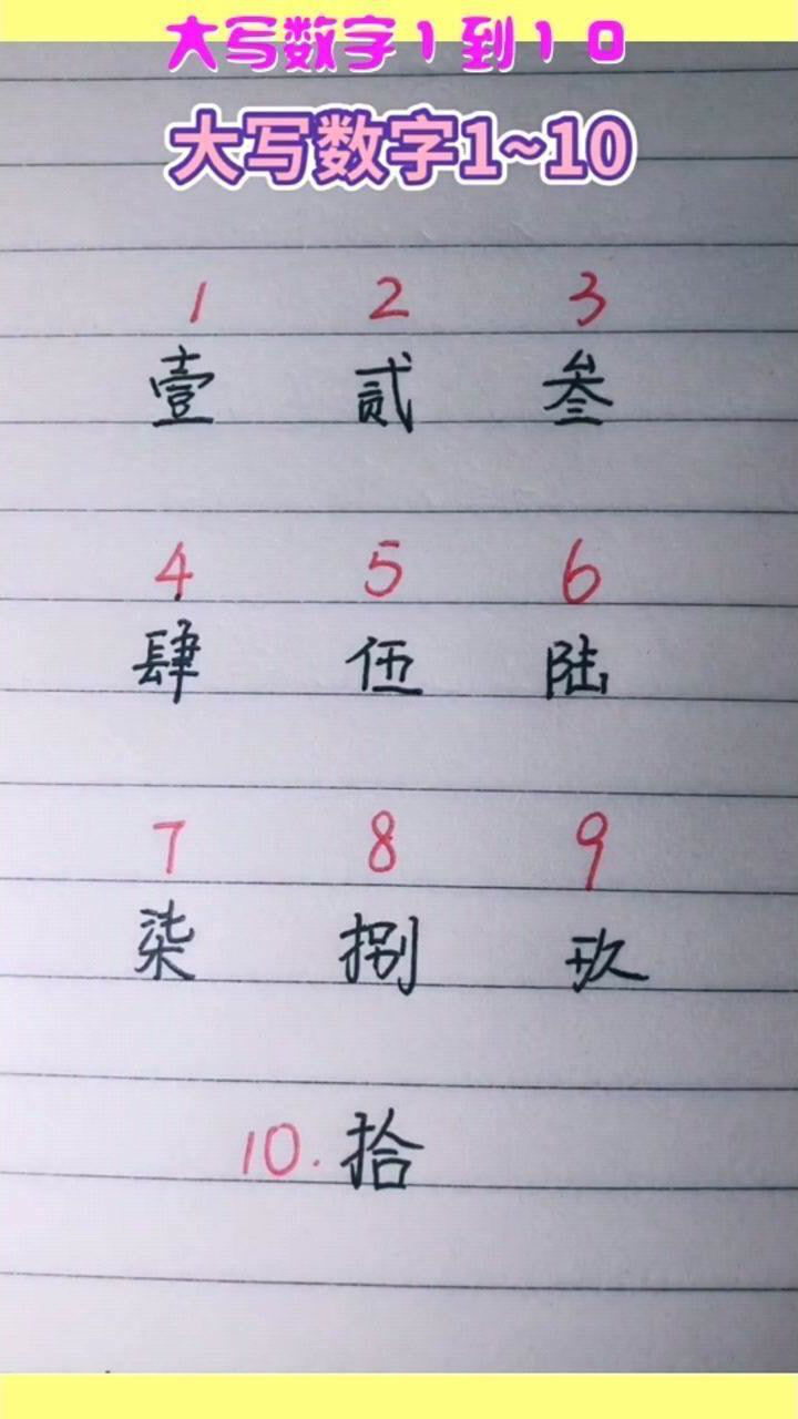 大写数字1到10看视频的你会吗