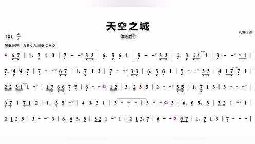 《天空之城》简谱动态谱_腾讯视频