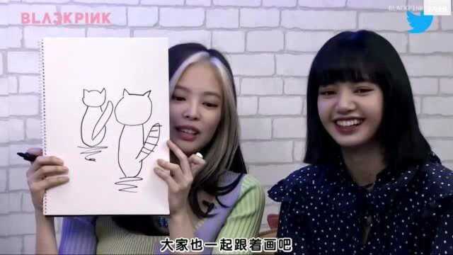 Lisa教大家花猫,简单易学呢,Jennie教画包子,好可爱呀!