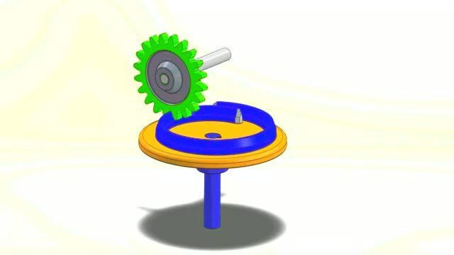 3D动画演示圆盘轮驱动正齿轮,这种巧妙的设计结构,真是独特
