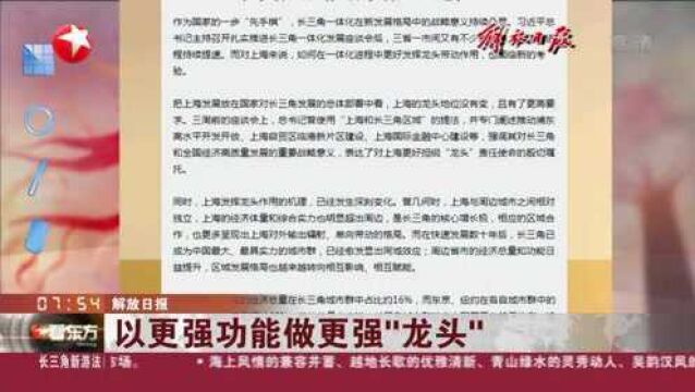 解放日报:以更强功能做更强“龙头”