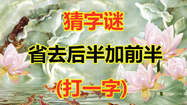 猜字谜:省去后半加前半,打一字,智商高的5秒就想到了