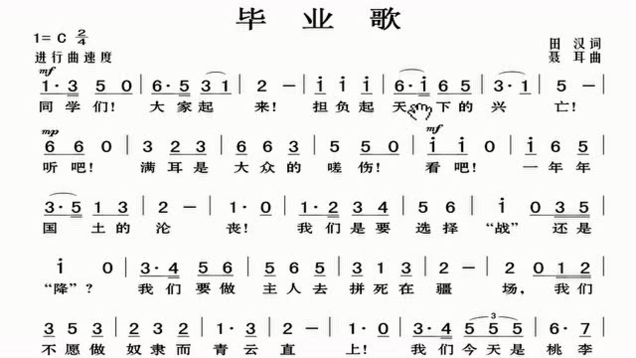 简谱视唱《毕业歌》，聂耳作曲，逐句讲解领唱，带你轻松学唱谱_高清1080P在线观看平台_腾讯视频