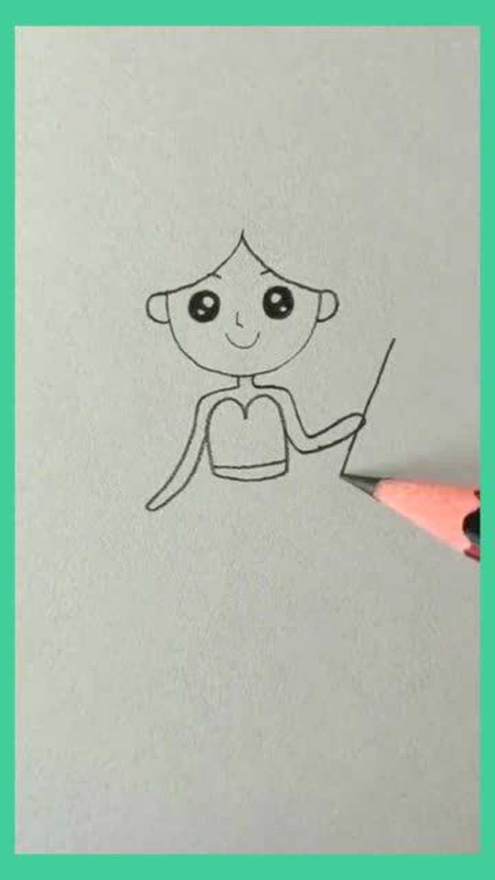 简笔画爱心小公主送给你们