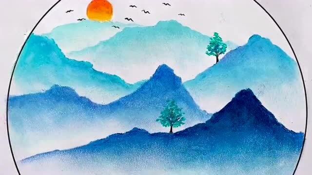 简单几步就能画出山水风景,谁见了都称之为大神,哪料绘画竟如此简单!