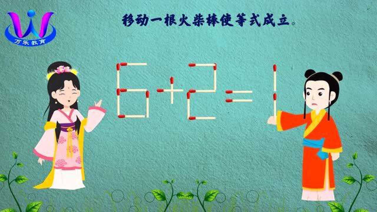 趣味火柴棒数学:移动一根火柴棒使等式6 2=1成立