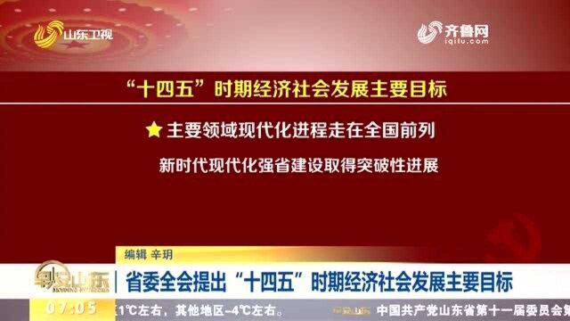 山东省委全会提出“十四五”时期经济社会发展主要目标