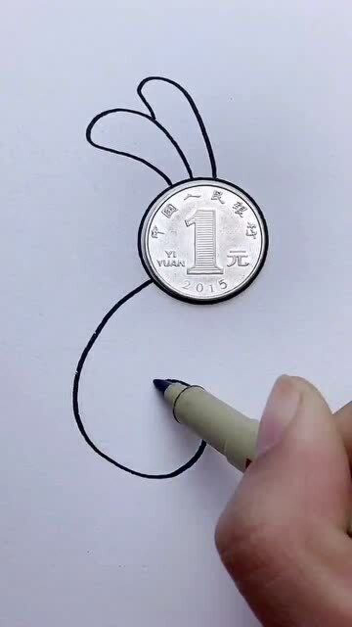 一块钱简笔画个小白兔真是太萌了