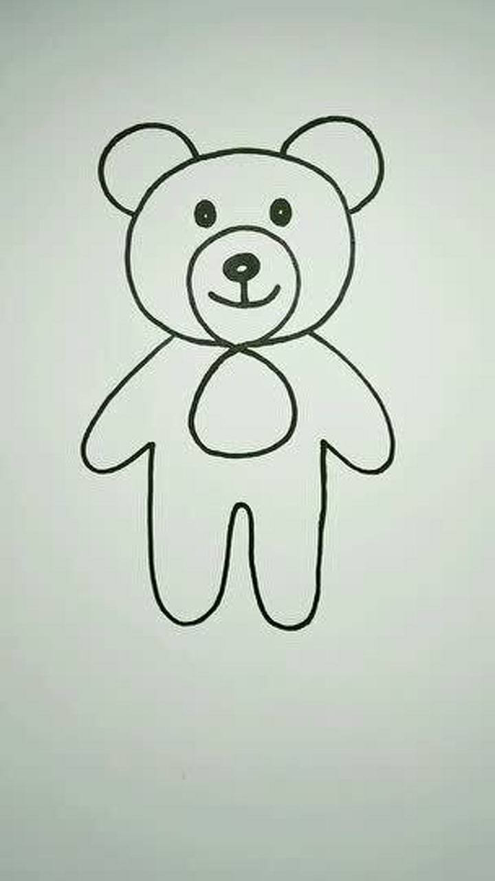 简单的线条画出可爱的小熊