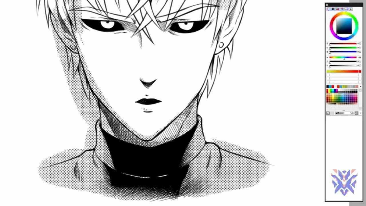 1.1期跟我一起画《一拳超人》杰诺斯头部正面绘画教程