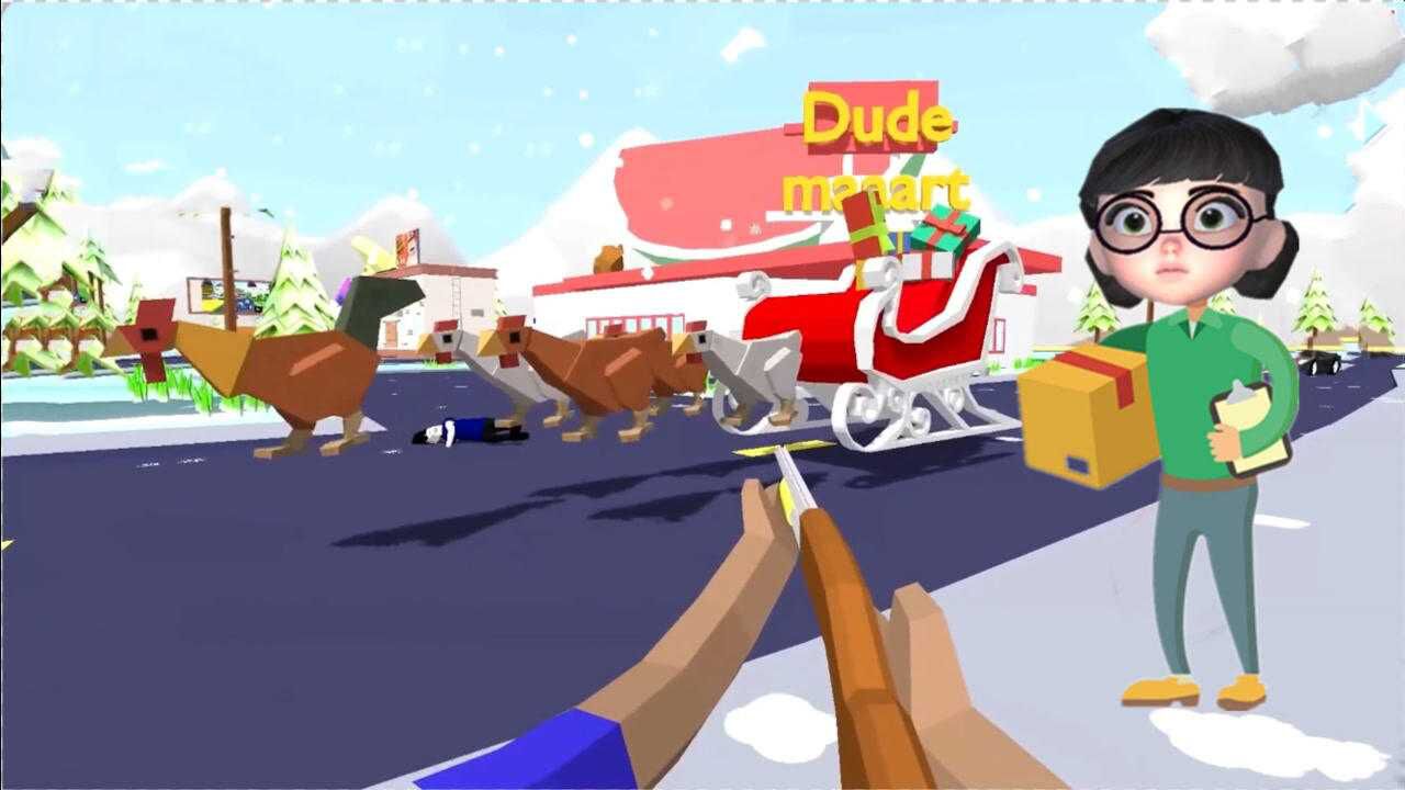 疯狂破坏王塔米变身为圣诞老人开着公鸡圣诞车去送礼物