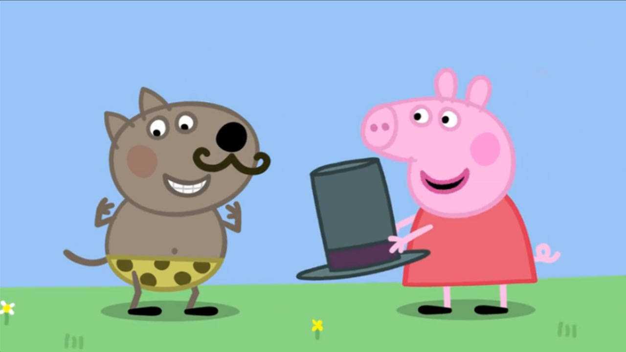 小猪佩奇协助小狗丹尼准备表演大力士,趣味卡通儿童简笔画