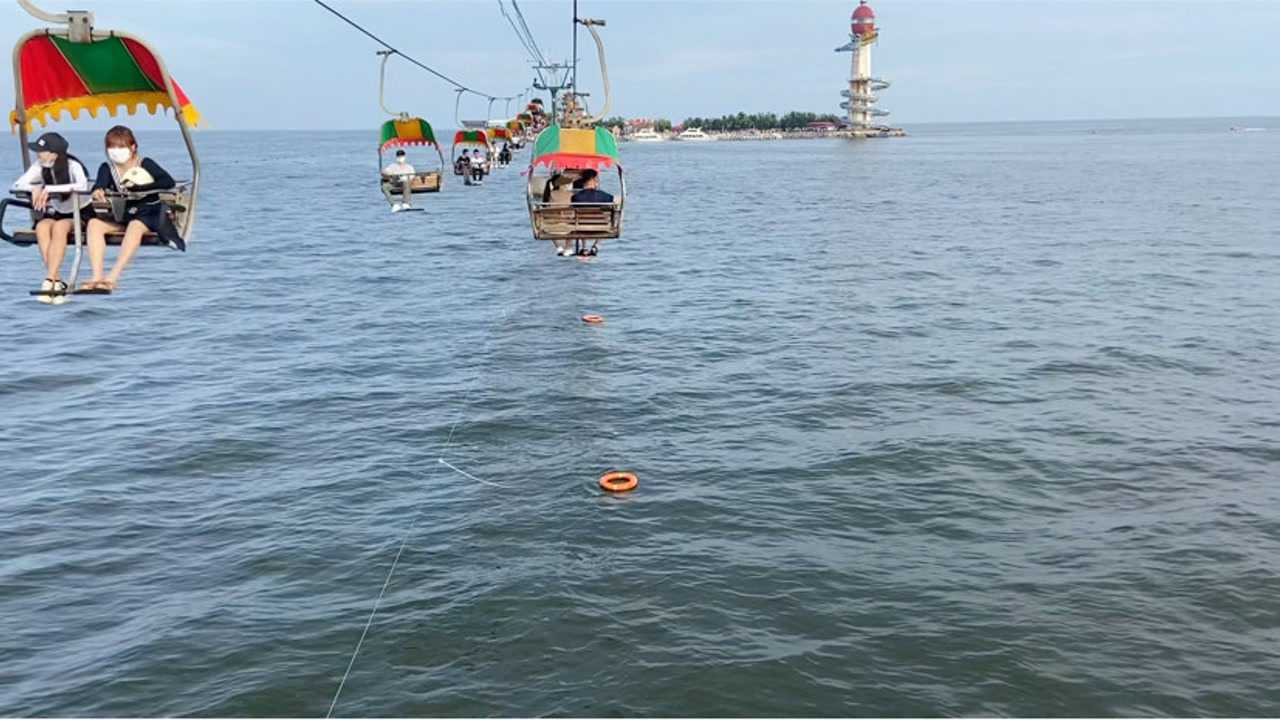 跨海索道体验一下,河北秦皇岛仙螺岛