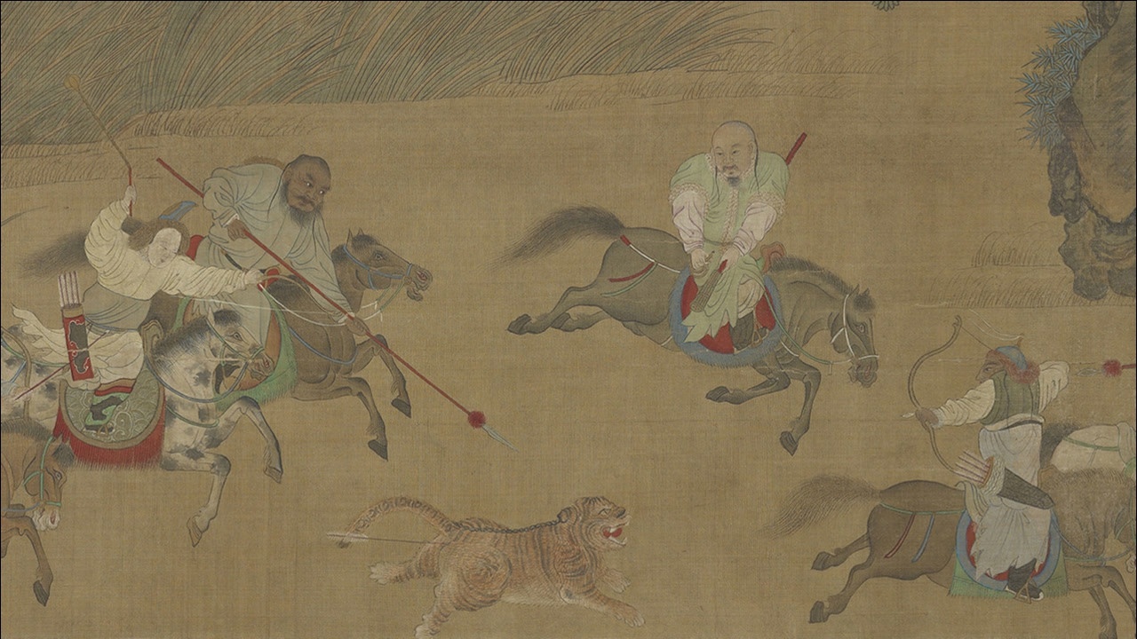 南宋陈居中鞑靼狩猎图卷图绘早期少数民族狩猎的场景