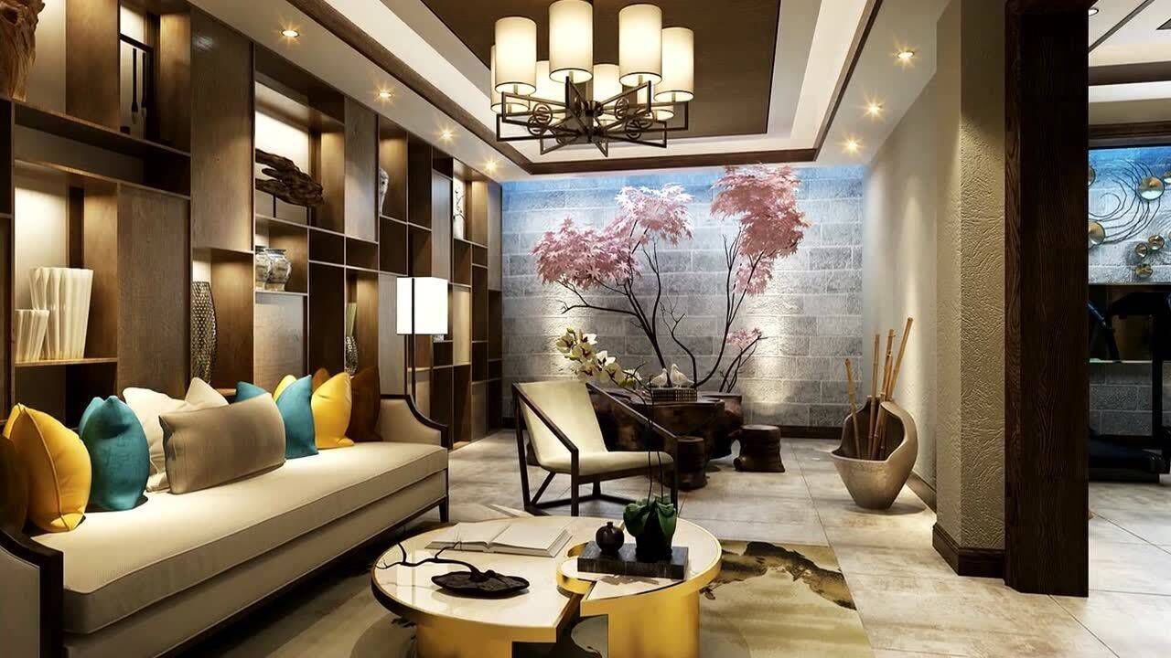 300平联排别墅项目装修新中式风格设计案例展示！_腾讯视频