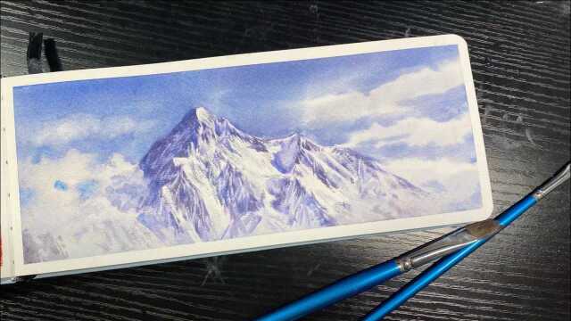 水彩公开课,壮阔雪山图