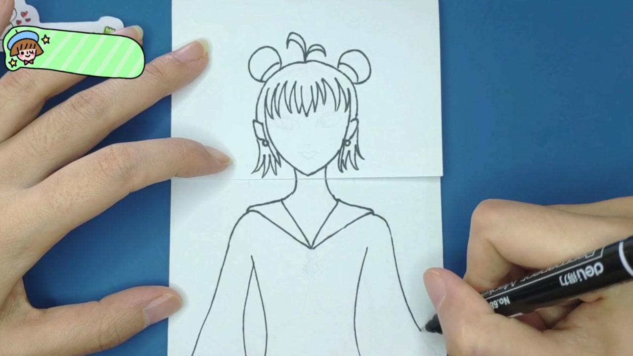 叶罗丽简笔画教程:手绘可爱阳光亮彩仙子,丸子头太萌了,你们喜欢她吗?