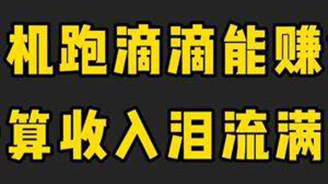 双证司机跑滴滴能赚多少米?一算收入泪流满面啊