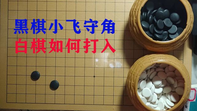 国粹围棋一零八,角部打入之黑棋小飞守角,白棋该如何打入