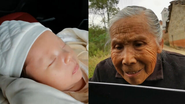 曾外婆趴车窗看曾外孙满眼不舍