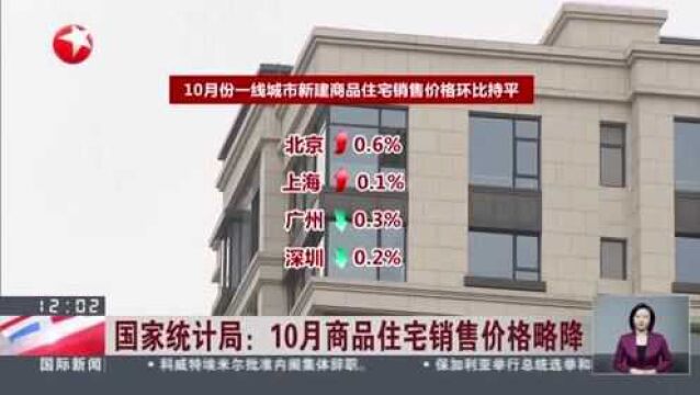 国家统计局:10月商品住宅销售价格略降