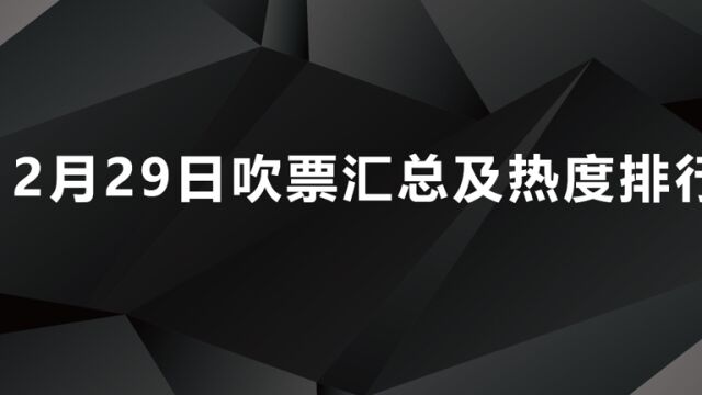 12月29日吹票汇总及热度排行,专注为家人们排雷