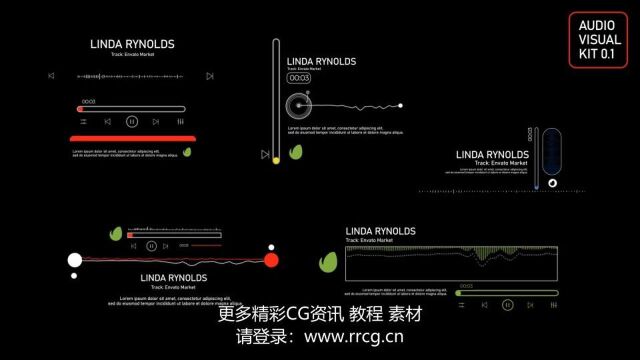 【RRCG】5种不同音频可视化试听展示动画AE模板