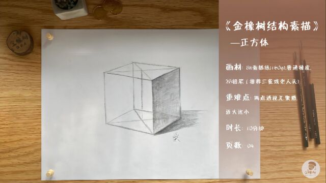 3.金橡树绘画结构素描《正方体》