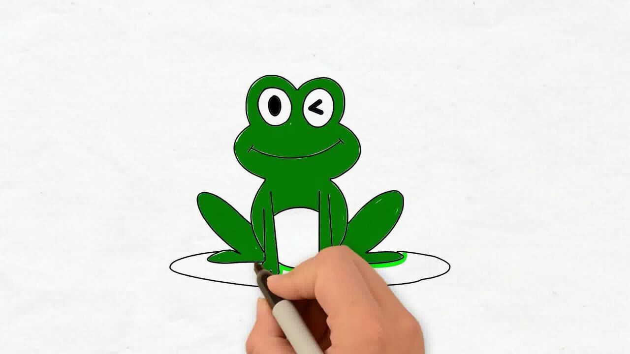 荷叶上的小青蛙简笔画怎么画,3-6岁青蛙简笔画简单又好看