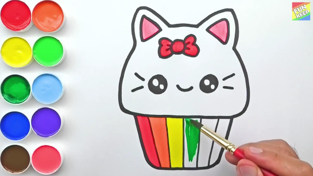 简笔画可爱的小猫蛋糕