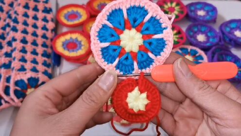 【款式四】毛线鞋鞋底后跟花第三圈慢教程每一组里面钩6针长针