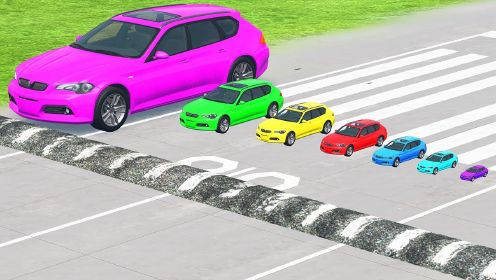 【BeamNG】大小车遇到粗壮的减速带