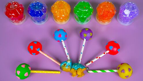 彩泥diy玩具爱心棒棒糖制作不同的图案