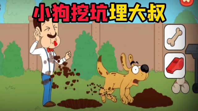 大叔要当训犬师,调皮狗狗挖坑埋大叔