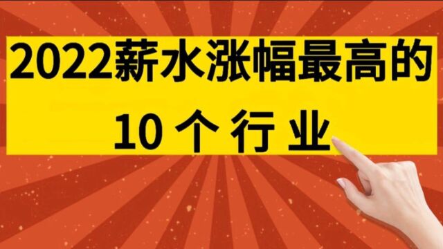 2022薪水涨幅最高的10个行业