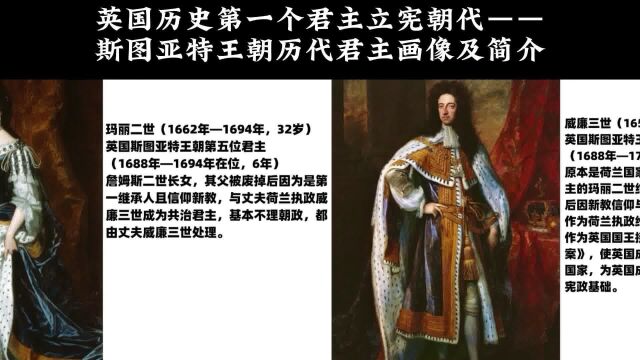 英国历史第一个君主立宪朝代——斯图亚特王朝历代君主画像及简介