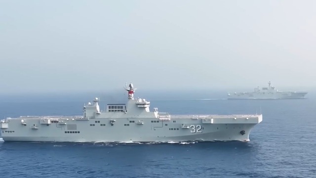 砺剑南海!两艘075海南舰,广西舰同框 组成登陆输送群完成全训考核